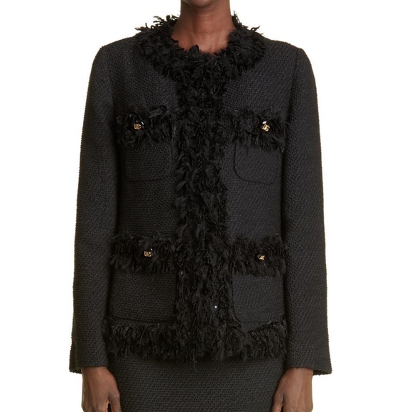 Dolce & Gabbana Jackets & Blazers - DOLCE & GABBANA Fringe Bouclé Jacket